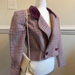 Chic Plaid Blazer with Purple Accents